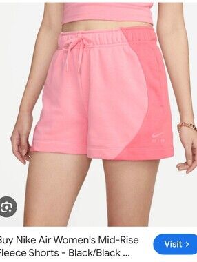 XL Nike Women's Two-Tone Pink Air Mid-Rise Fleece Shorts